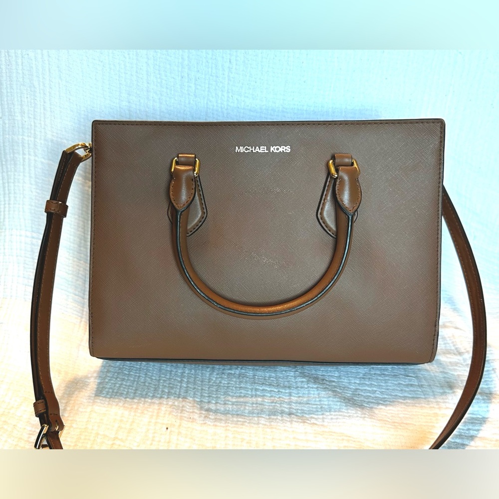 Michael Kors Dark Brown Satchel with Gold Accents